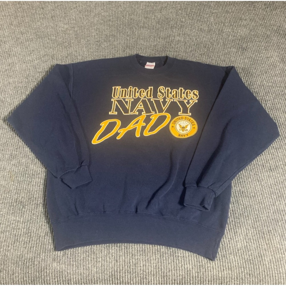 VTG Soffe Sweatshirt Mens XL Blue Crewneck Pullover USN Navy Dad 90s‎ Military